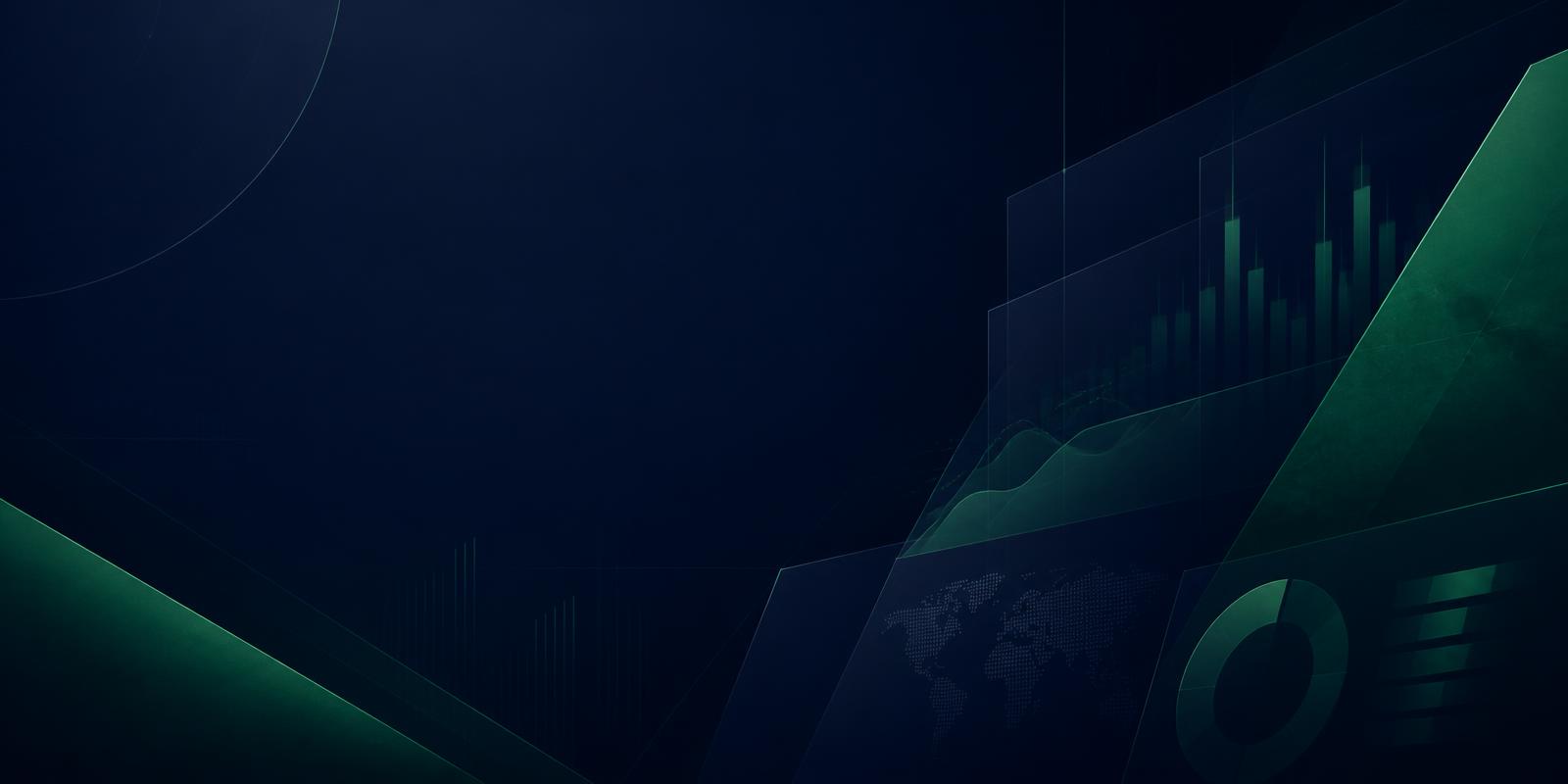 Abstract AntilFi press and investor banner in navy and emerald